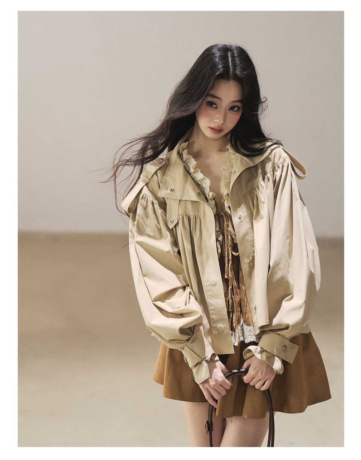170726 "Where the Wind Wanders" Light Sand Cropped Utility Jacket