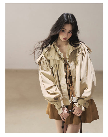 170726 "Where the Wind Wanders" Light Sand Cropped Utility Jacket
