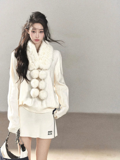 AOMALM - Real Fur Winter Scarf & Neck Warmer