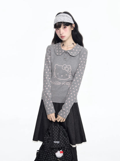 170726K  "Grey Stardust" Layered Campus Collection (Long Sleeve Top / Layered Skort / Athletic Shorts)