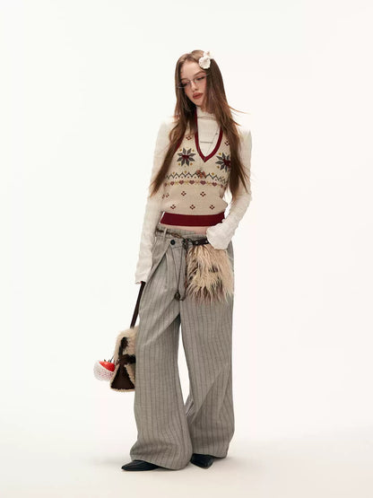 MAMC - Fleece-Lined Light Grey Deconstructed Pleat Trousers WE878