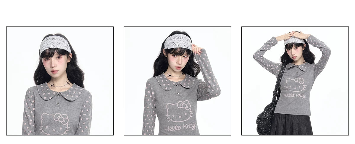 170726K  "Grey Stardust" Layered Campus Collection (Long Sleeve Top / Layered Skort / Athletic Shorts)
