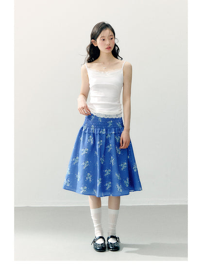ANNATTO - Azure Bloom Blue Cardigan & Floral Midi Skirt Set