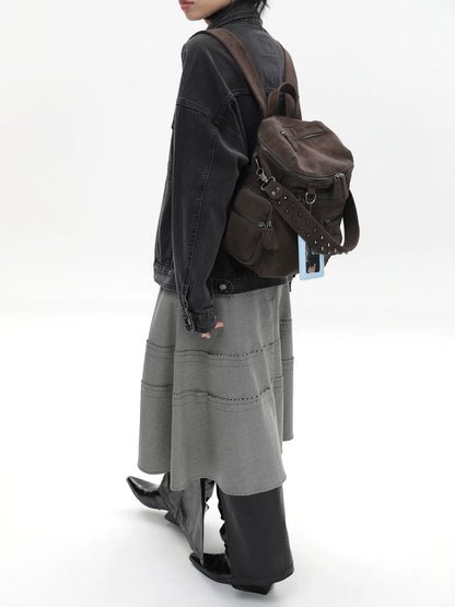 Reese Lincoln Suede Motorcycle Backpack