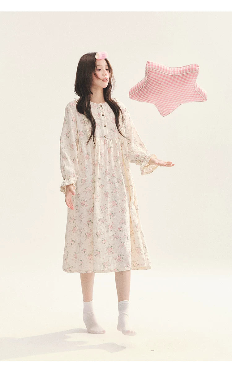 "Floral Journal" Cream Floral Pajama Collection (Free Eye Mask)