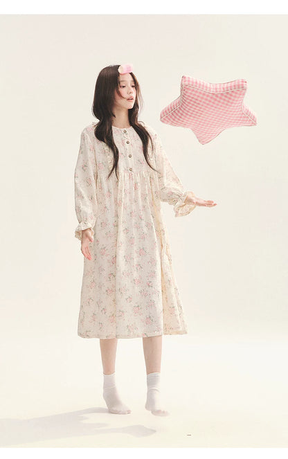 "Floral Journal" Cream Floral Pajama Collection (Free Eye Mask)