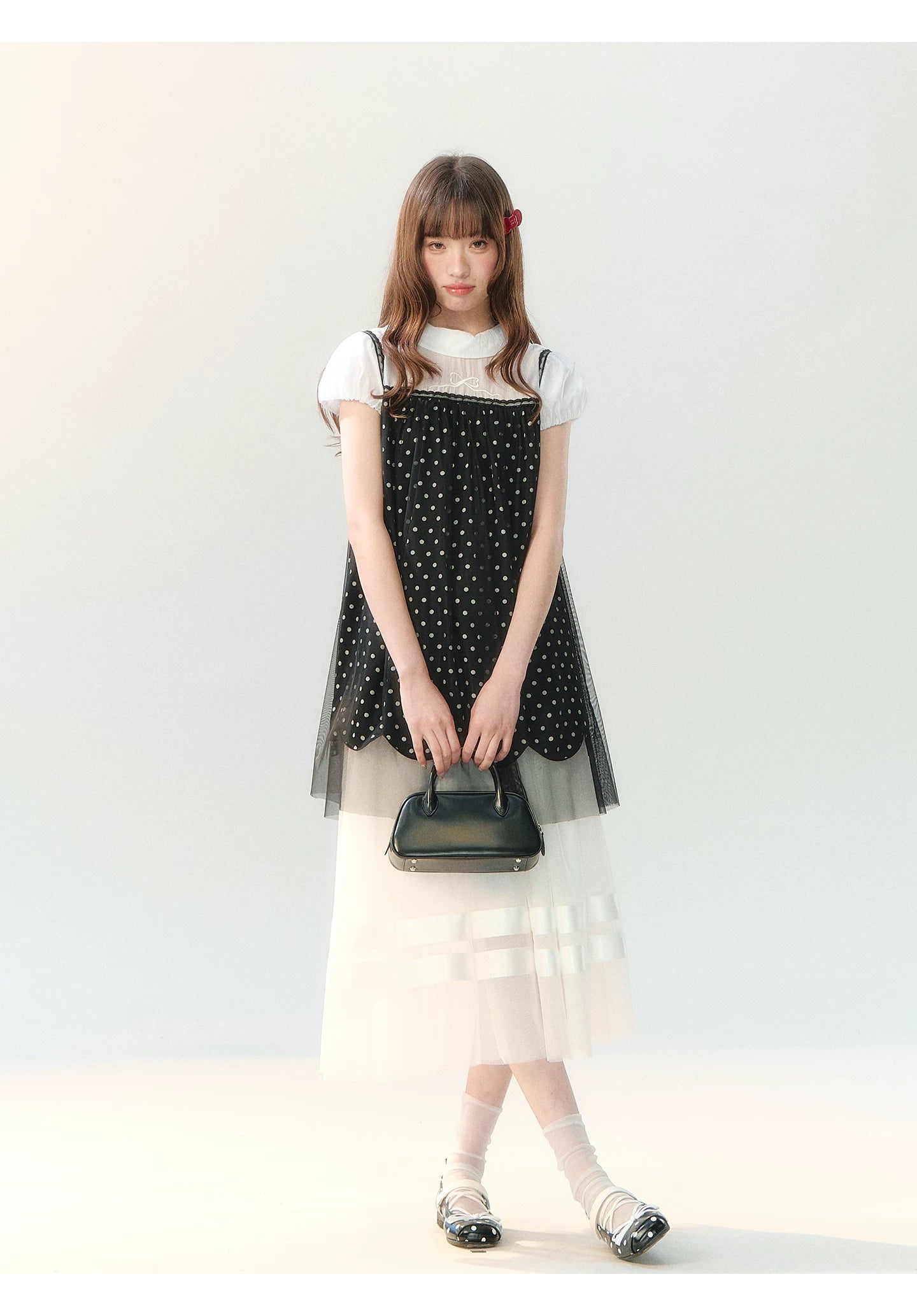 "Black Tulle Reverie" Polka Dot Puff Skirt Set PP2026227