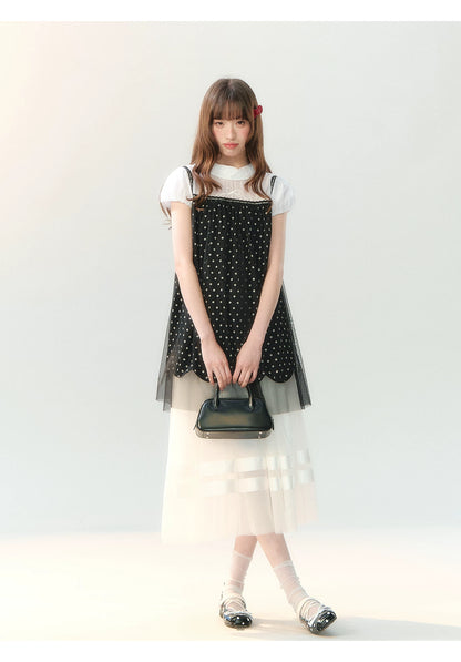 "Black Tulle Reverie" Polka Dot Puff Skirt Set PP2026227