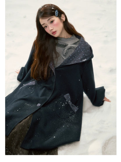 BIBIBENCY - Navy Floral Hooded Coat