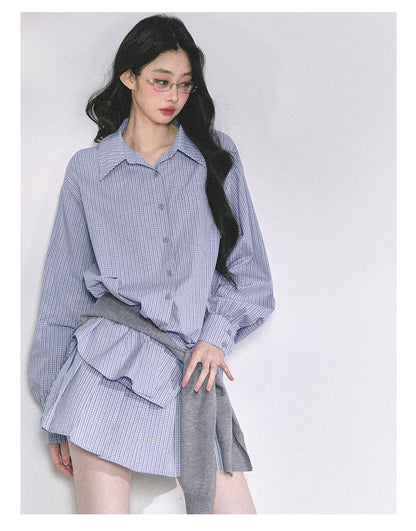 少也眼 "Felton Academy" Relaxed Korean Preppy Two-Piece Set 97842551