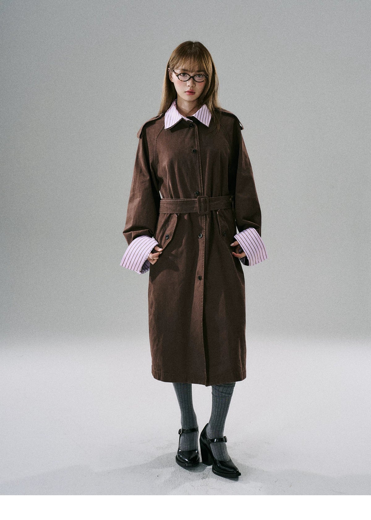 LOST FOREST - Red Brown Washed Cotton Detachable Trench Coat