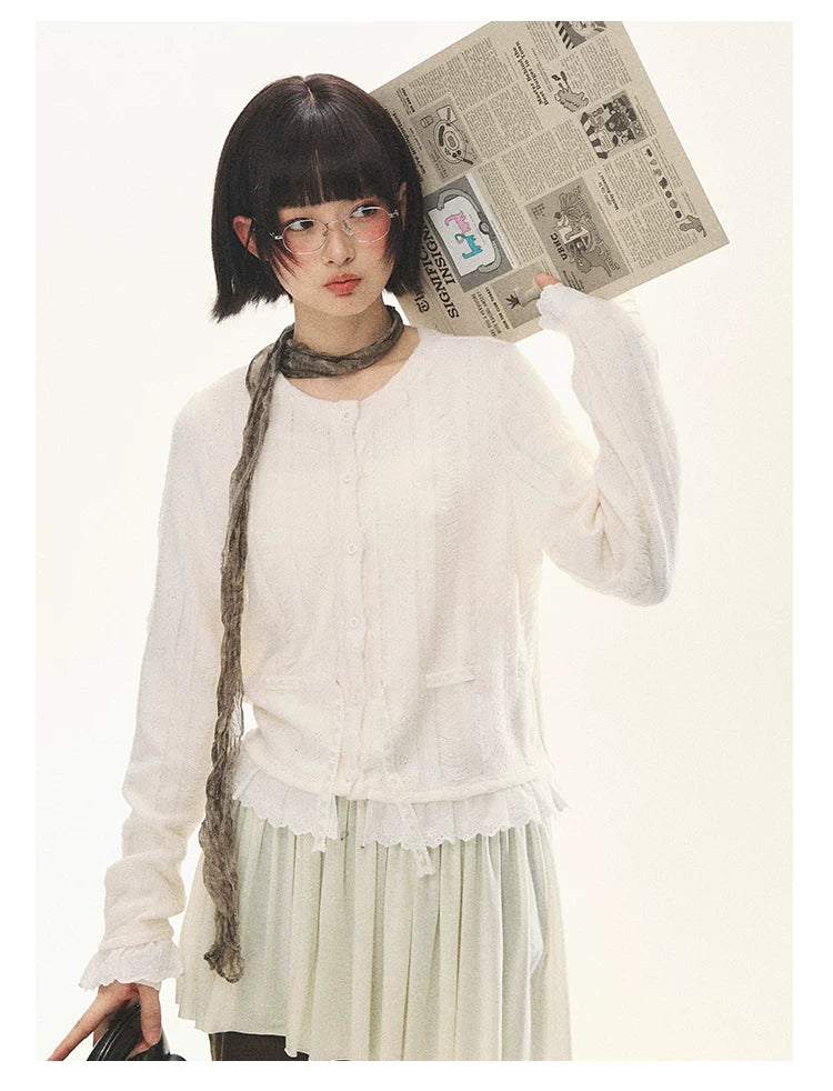 "Spring Memoir" TENCEL™ Wool Pleated Knit Midi Dress (Oat Gray/ Butter Cream)