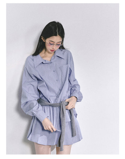 少也眼 "Felton Academy" Relaxed Korean Preppy Two-Piece Set 97842551