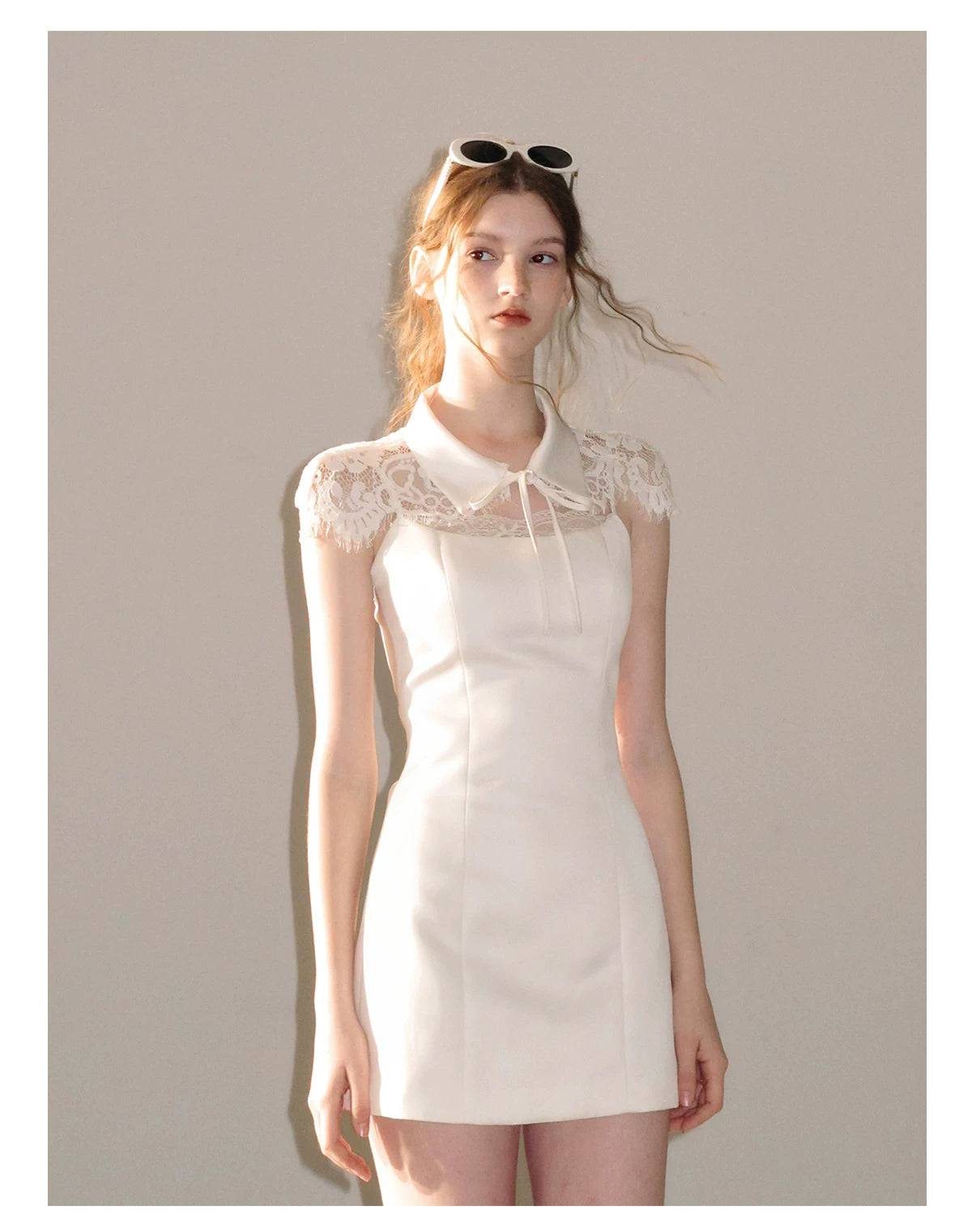 "Moonlit Rose Sonata" Cream Ivory Lace Mini Dress & Cape Set