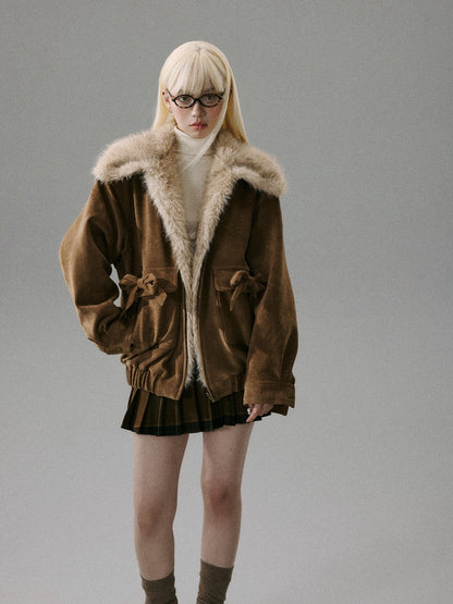 “Mist Lily Glow” Chenille Long-Fur Old Money Jacket - Warm Brown 8002