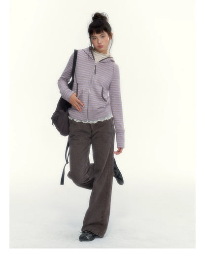 "A Season Called Autumn" Coffee Brown Vintage Washed Wide-Leg Utility Pants