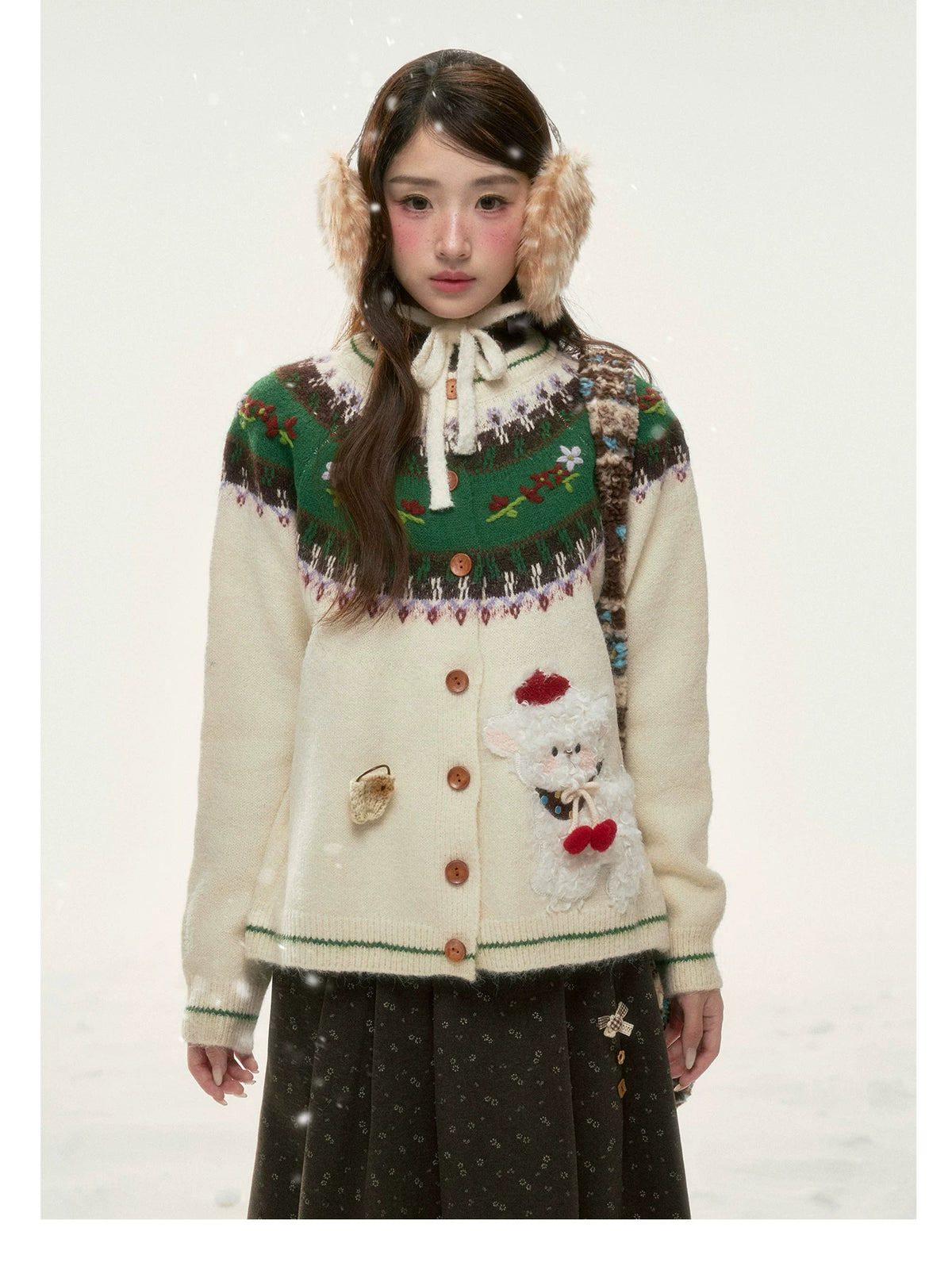 BIBIBENCY - Ivory Fair Isle Knit Cardigan