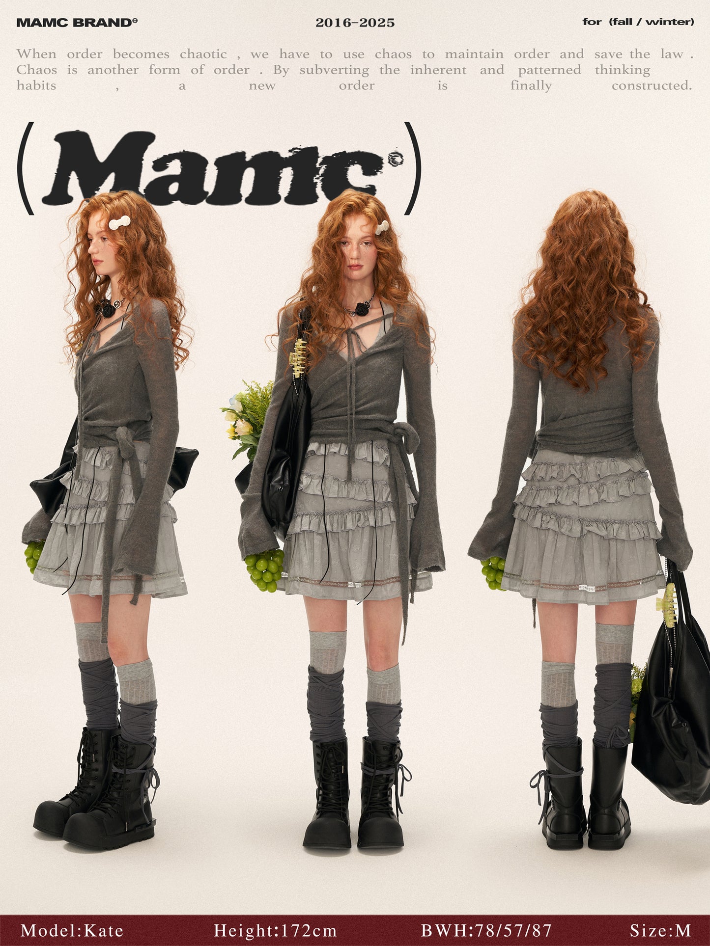 MAMC - Luna Sheer Wrap Knit Top (Smoky Grey)