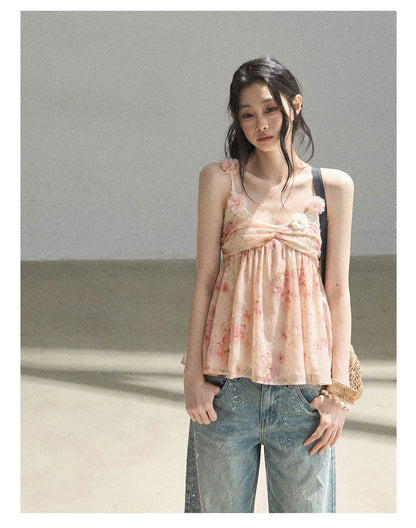 "Passing Through Your Summer" Cinnamon Pink Lace Babydoll Cami