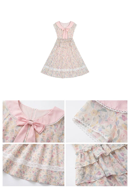 “Peach Blossom Ballad” Pink Floral Lace Maxi Dress