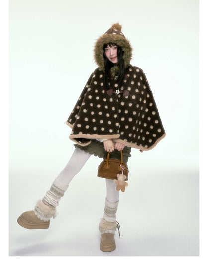 BIBIBENCY - Brown Faux-Wool Coat with Plush Polyester Lining