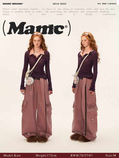 MAMC - Fringe Corduroy Cargo Pants (Dusty Pink)