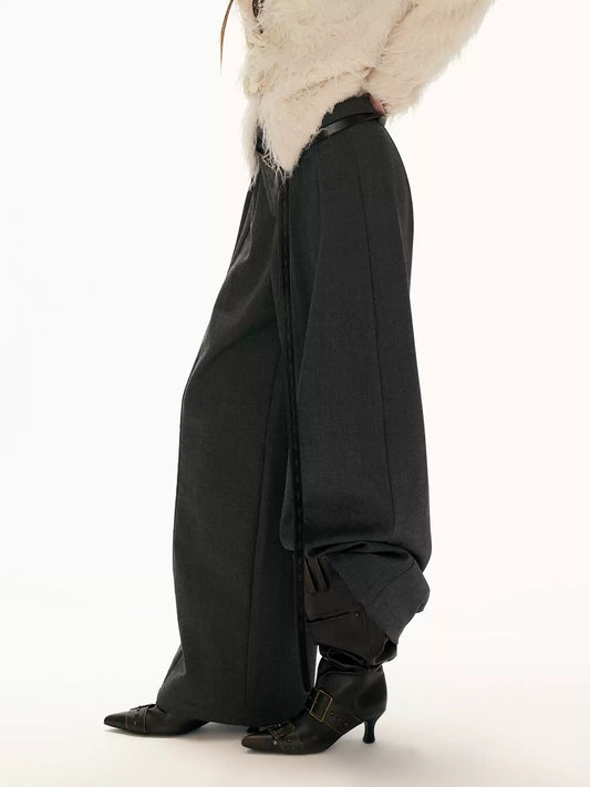 MAMC - Fleece-Lined Grey Relaxed Straight-Leg Trousers WE903