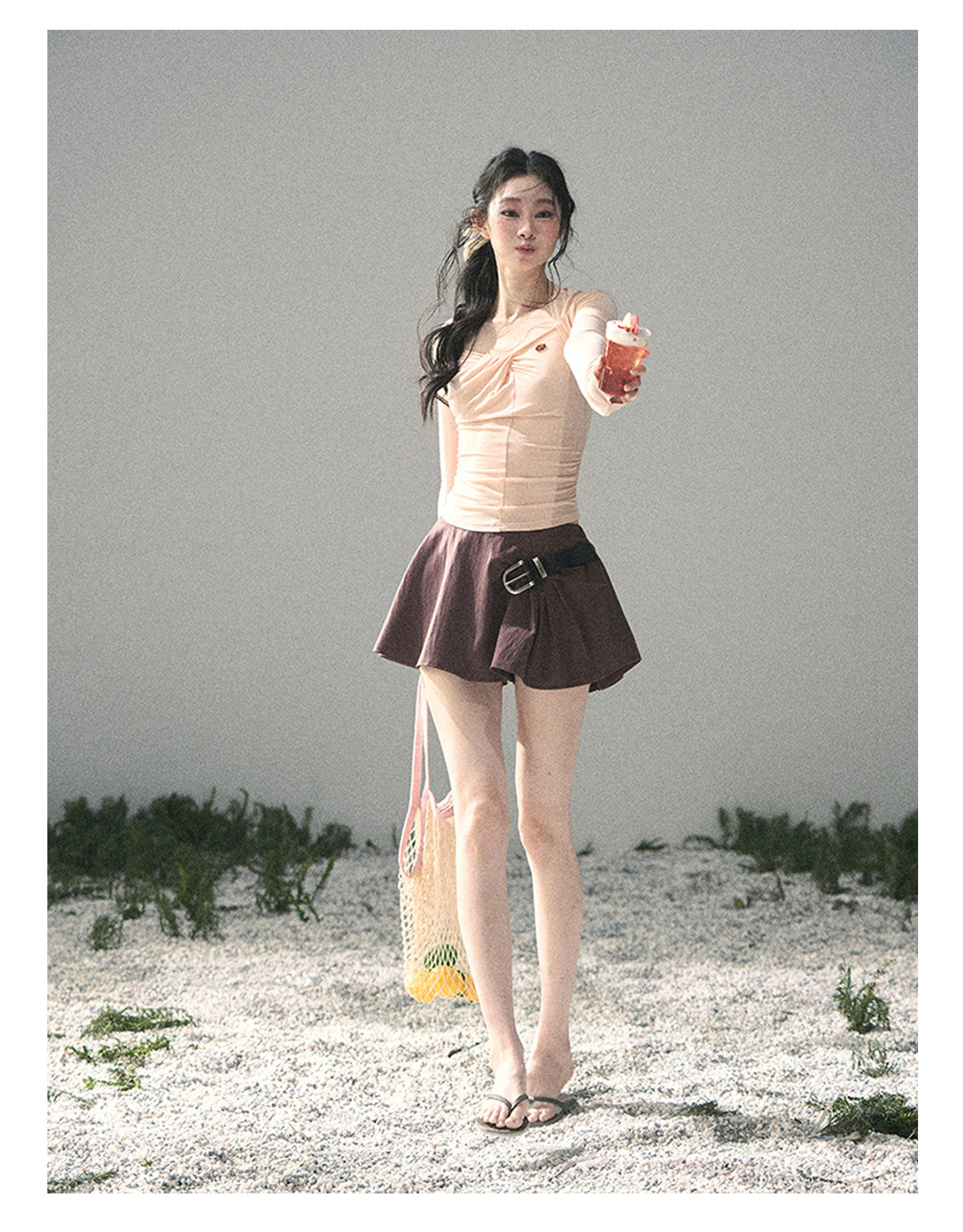 “Soft Evening Breeze” Coral Pink Layered Halter Top