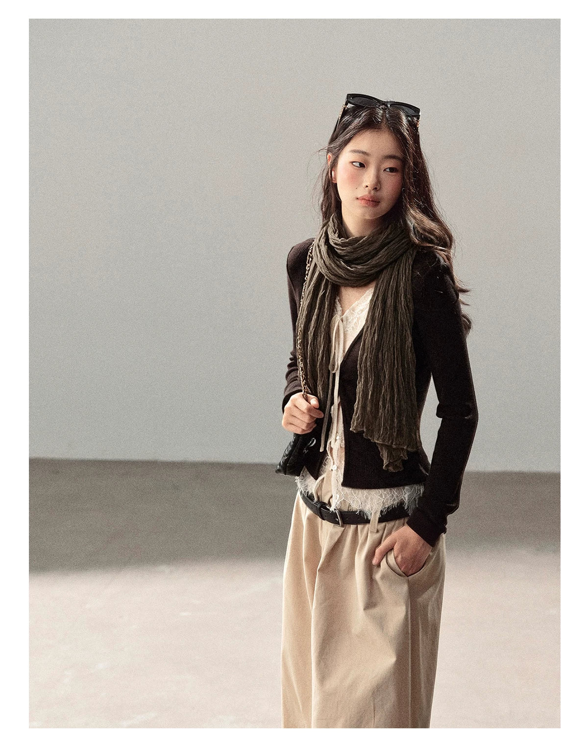 AOMALM - 100% Silk Sheer Fringe Scarf