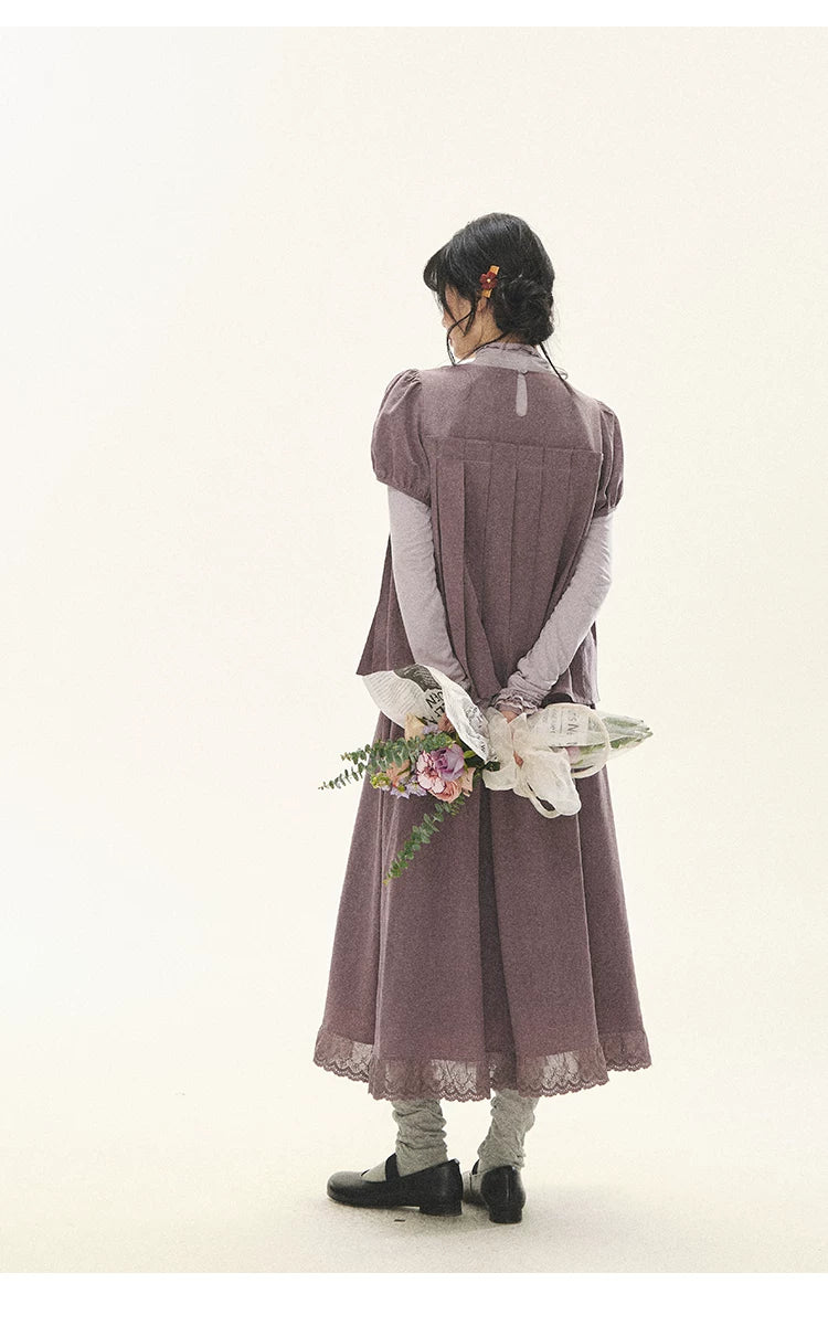 "Whispers Between Pleats" Gray Grape Purple Pleated Top & Maxi Skirt Set