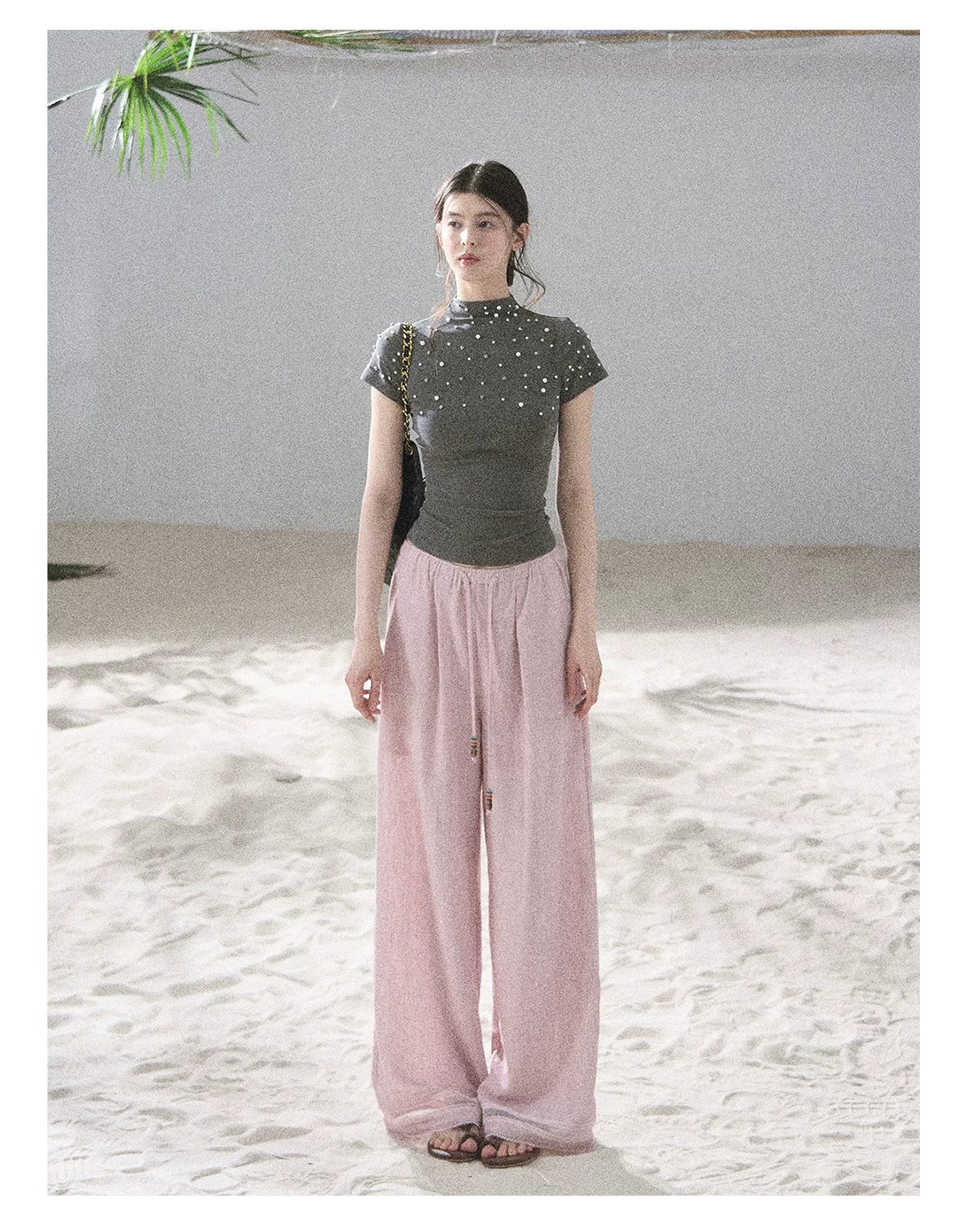 "Follow the Sea Breeze" Lightweight Straight-Leg Wide-Leg Pants (Lotus Pink/ Gray Sage Green/ Gray Blue)