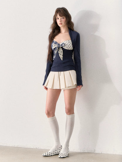 [TMMG] “Leg-Lengthening Essential” — Sweet Cream Pleated Mini Skirt