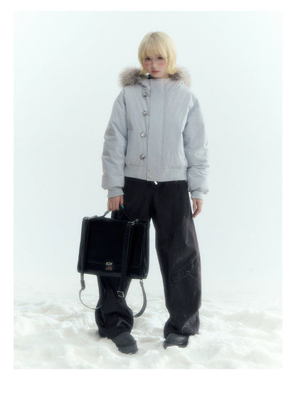 Horridale - Charcoal Gray Washed Cargo Barrel Leg Pants