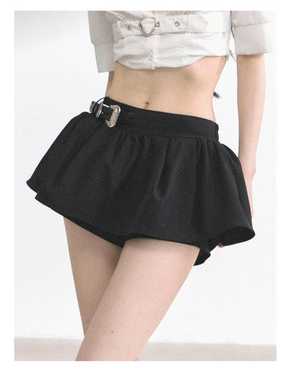 少也眼 "Annie Academy" A-Line Puff Mini Skirt - Black