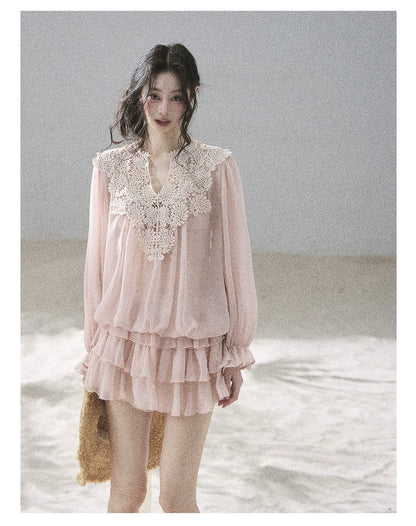 "Flowers on the Breeze" Blush Pink Top & Mini Skirt Two-Piece Set