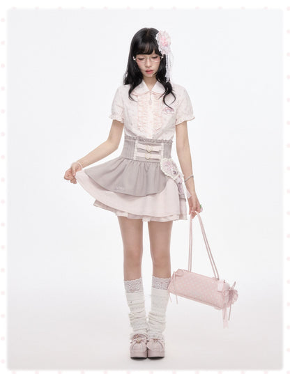 “Melly Melly” Cream & Gray Japanese School Girl Set