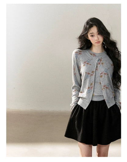 AOMALM - "Winter Traces" Black Pleated A-Line Mini Skirt