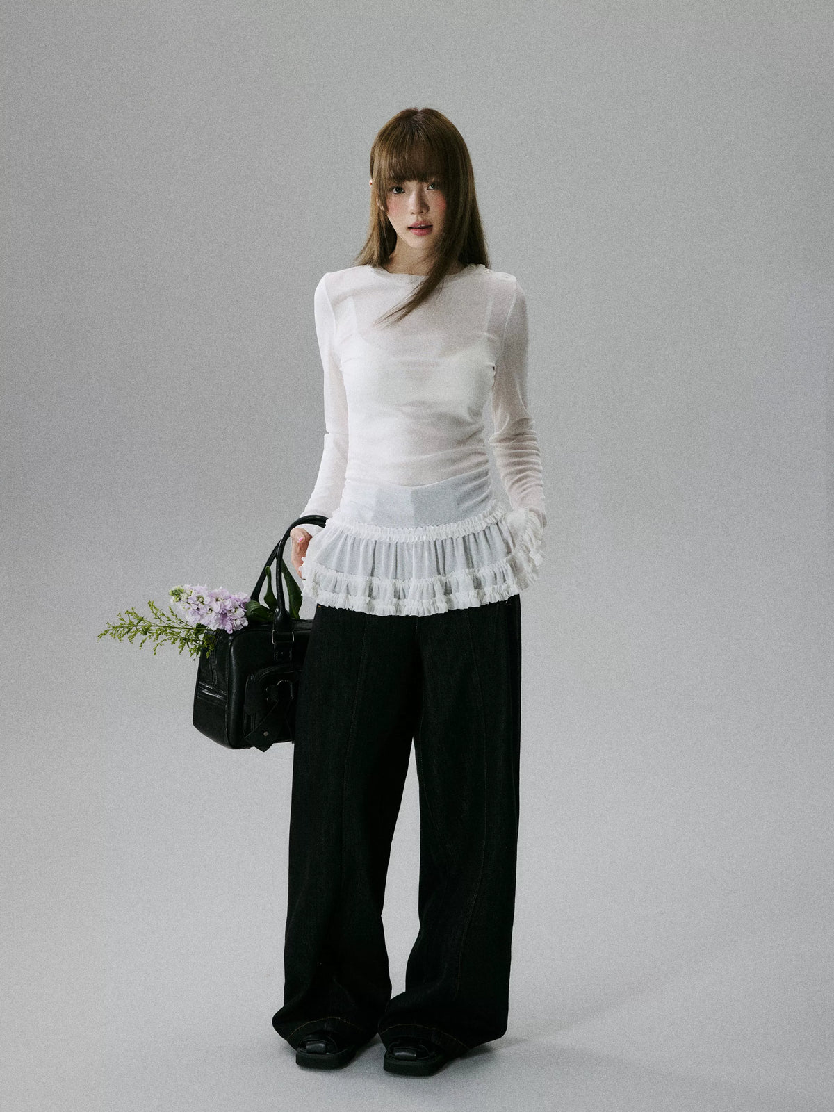 LOST FOREST - White Sheer Lyocell Layering Top