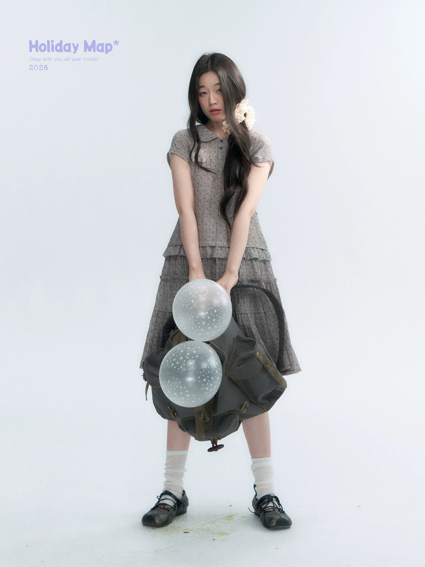 "Weekend Diary" Ruffle Tiered Polo Midi Dress
