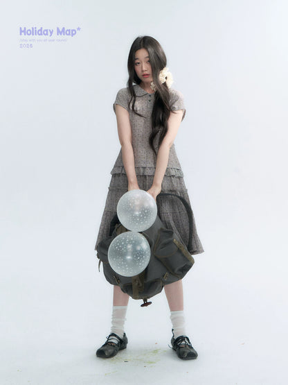"Weekend Diary" Ruffle Tiered Polo Midi Dress