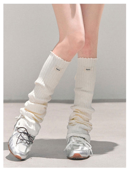 少也眼 “Whispered Warmth" Knit Winter Leg Warmers - Beige