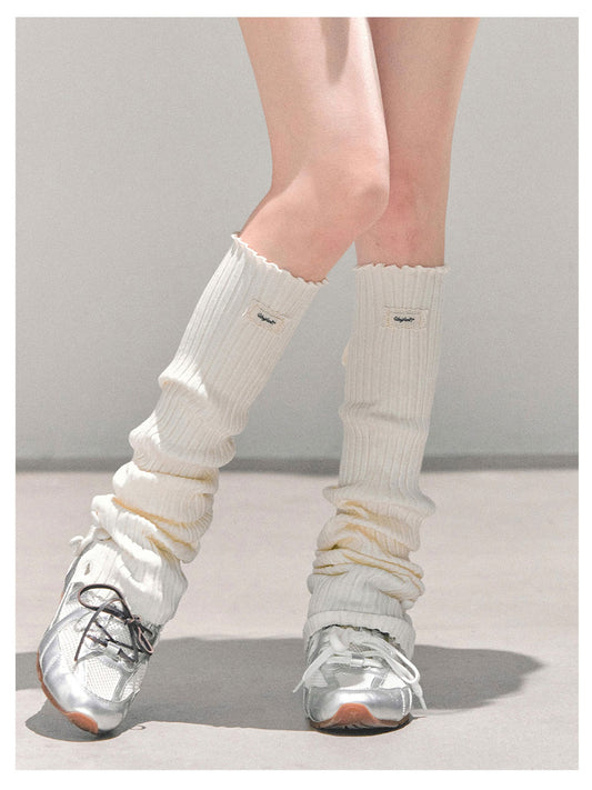 少也眼 “Whispered Warmth" Knit Winter Leg Warmers - Beige