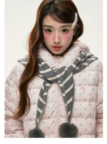 BIBIBENCY - Pink Polka Dot 90% White Duck Down Puffer Jacket