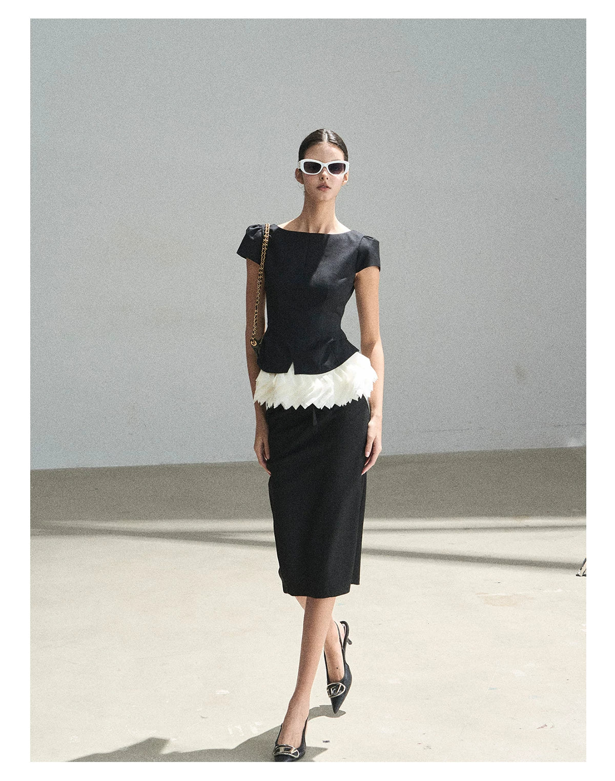 "Her Black & White Poem" Elegant Contrast Two-Piece Set