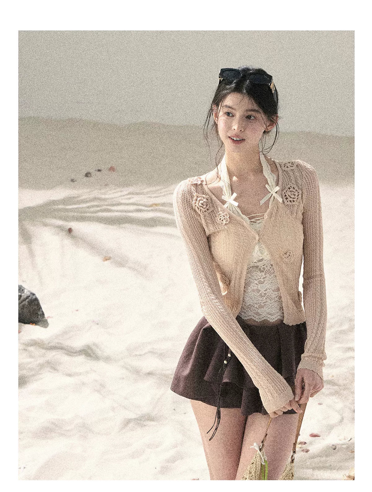 "Layered Petals in Motion" Chestnut Brown Ruffle Skort 5324853