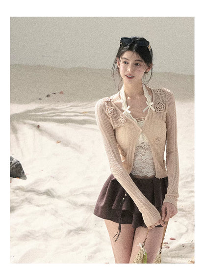 "Layered Petals in Motion" Chestnut Brown Ruffle Skort 5324853