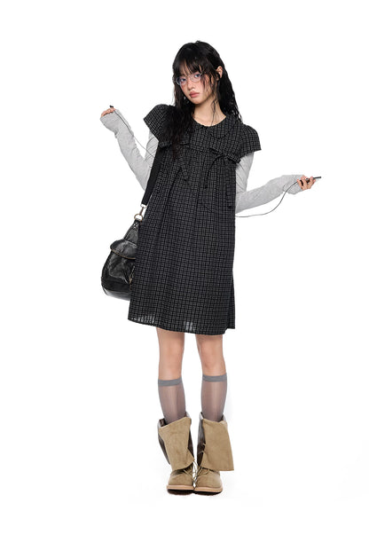 EZEK | Peter Pan Collar Gingham Shirt with Bubble Sleeves