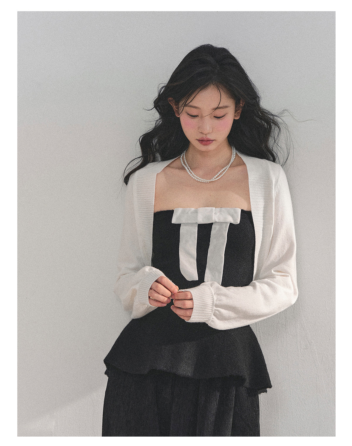 少也眼 "Lingering Warmth" Princess-Style Two-Piece Winter Set - Black/White 543545141