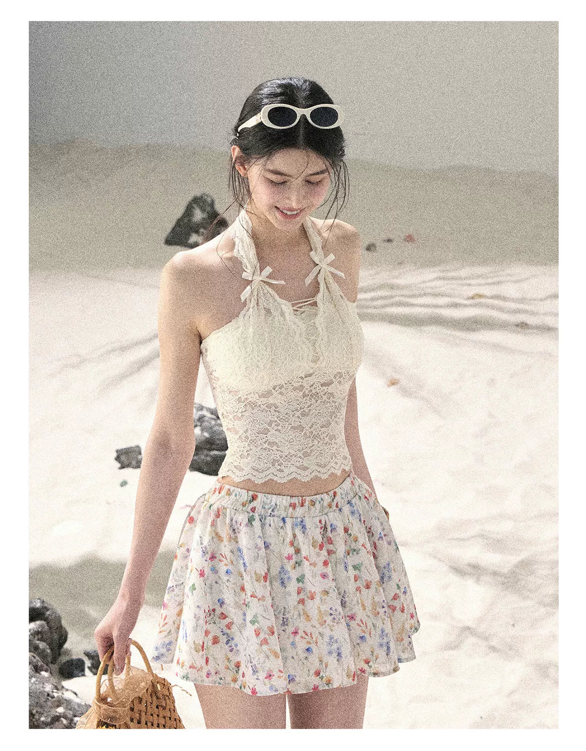 "Moss Whisper" Knit Sun Protection Cardigan & Cami Top