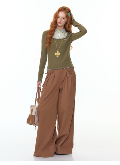 ZiziFei - "Paper Doll Magic" Wide-Leg Ribbon Pants